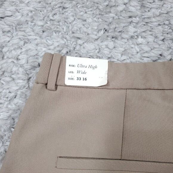 Abercrombie Ultra High Rise Wide Leg Pleated Front Pants Beige Tan Size 16 33 - Picture 3 of 7